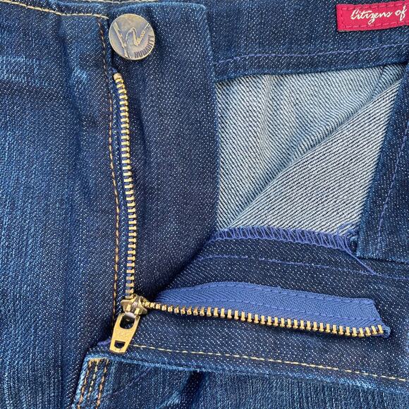 New Citizens of Humanity Women's Dark Wash Godet Knee Length Denim Jean Skirt 30 - Picture 6 of 9